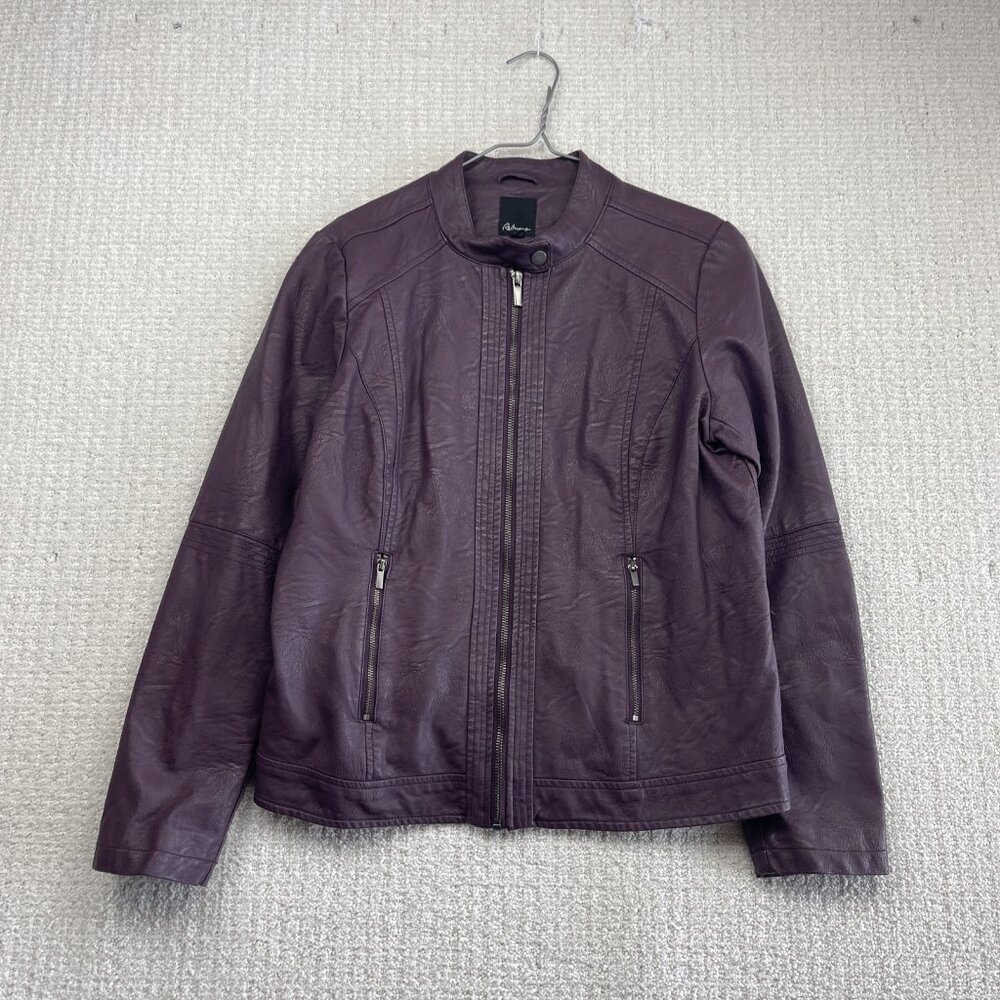 Reitman's Café Racer Moto Faux Leather Jacke Mauve Minimalist Women Sz Large